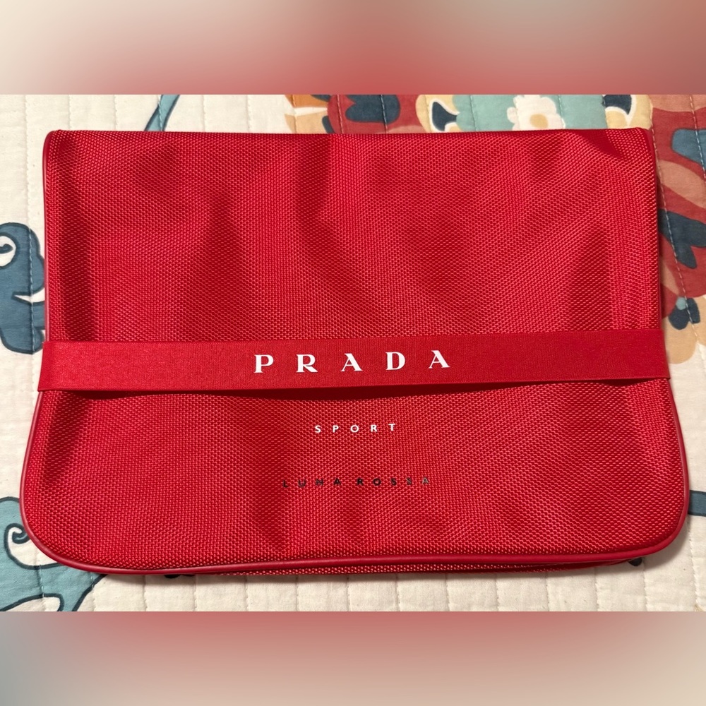 Prada Red Sport Travel Pouch/ Cosmetics Bag- Versatile Women's Accessory
